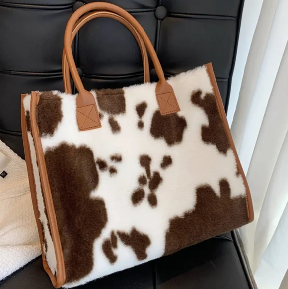 Brown Cow Print Tote Bag - Picture 5 of 12